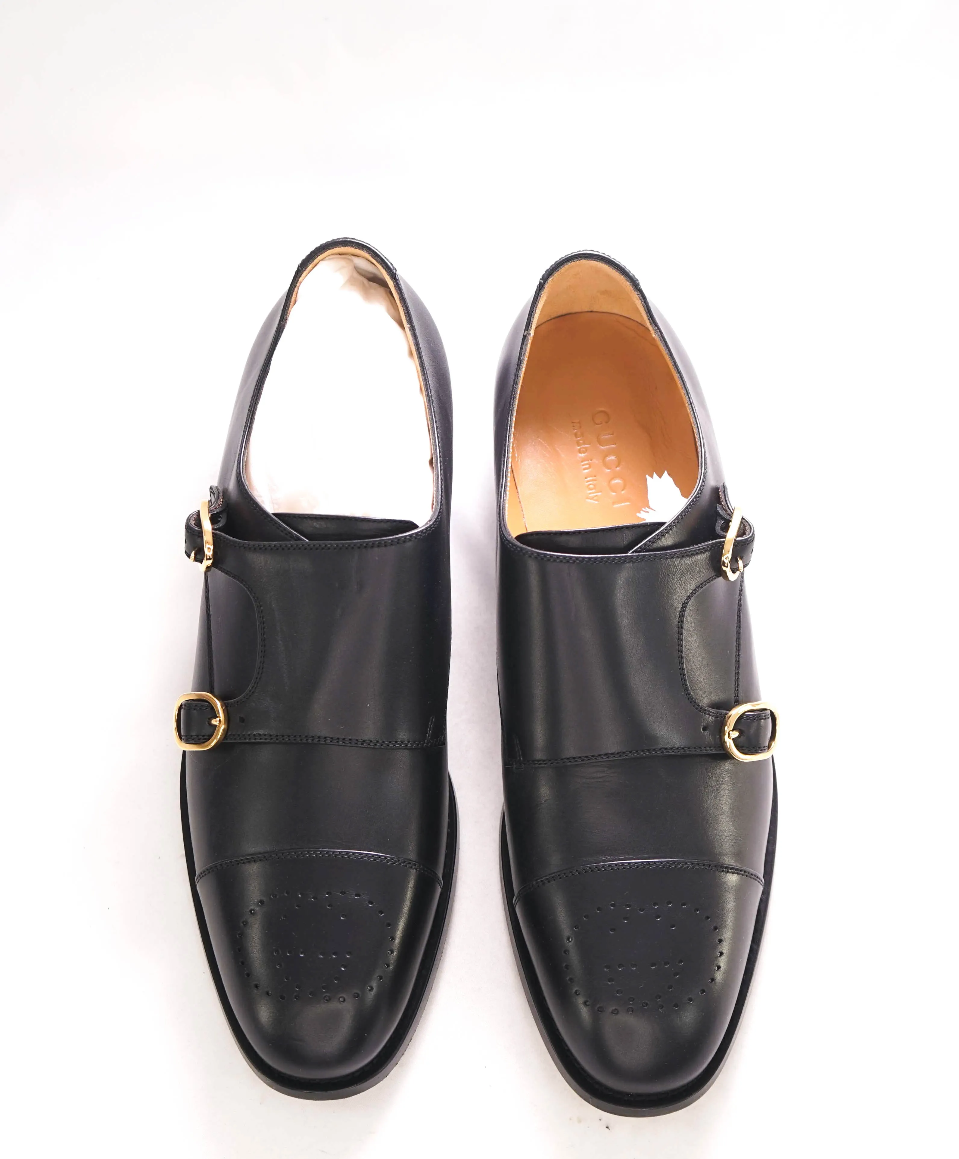 $1,190 GUCCI - GG Logo Brogue Cap Toe Monk Strap Loafers - 12 US (11.5G)
