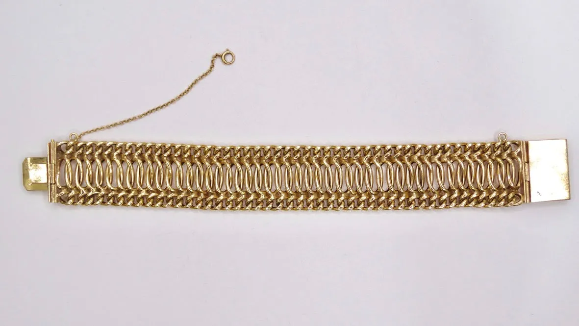 14k Yellow Gold 1950's Woven Chain Bracelet