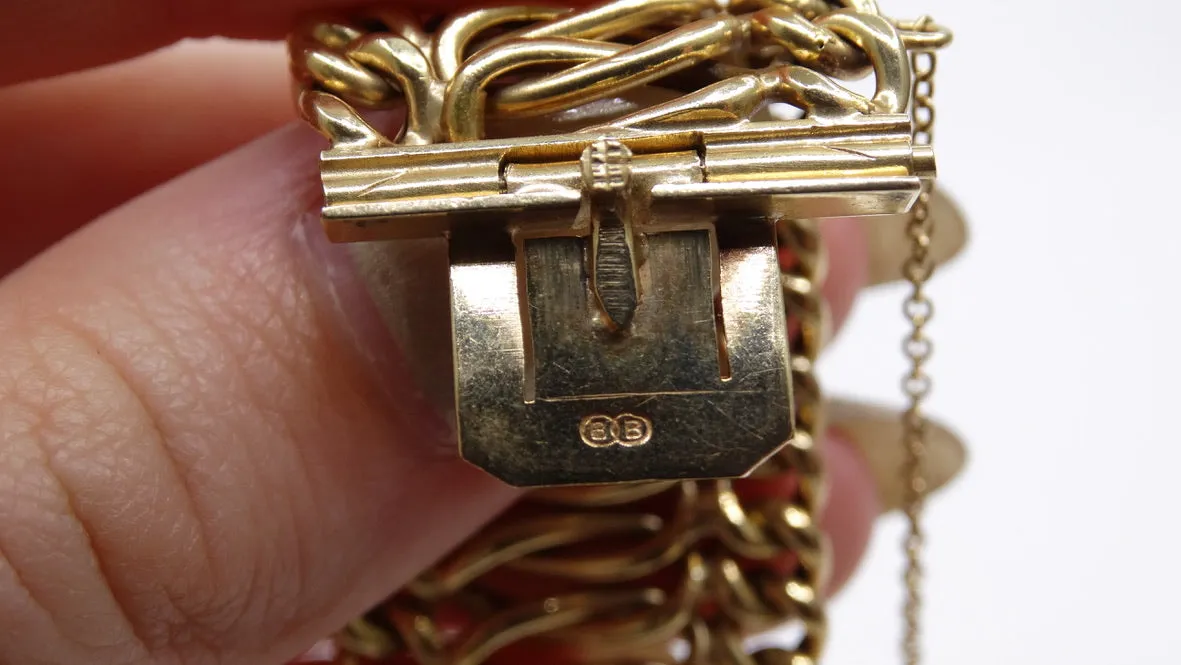 14k Yellow Gold 1950's Woven Chain Bracelet