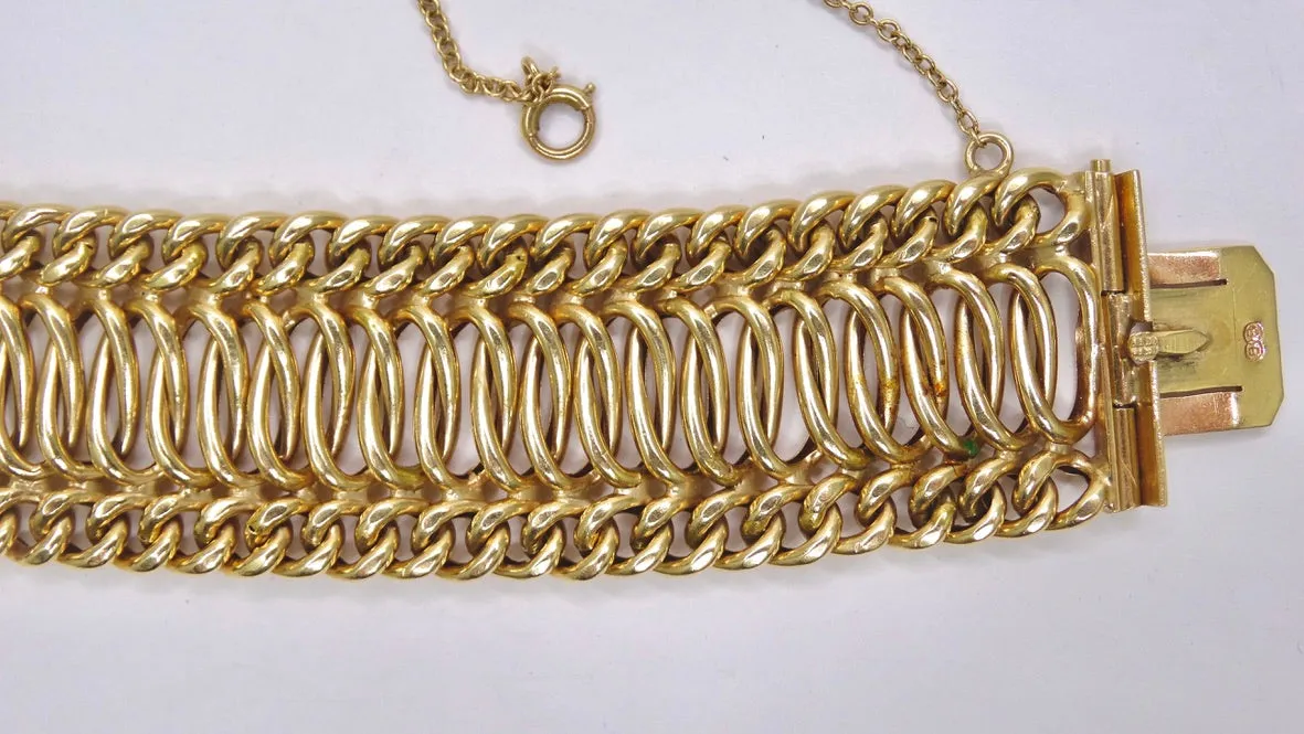 14k Yellow Gold 1950's Woven Chain Bracelet