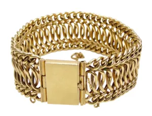 14k Yellow Gold 1950's Woven Chain Bracelet