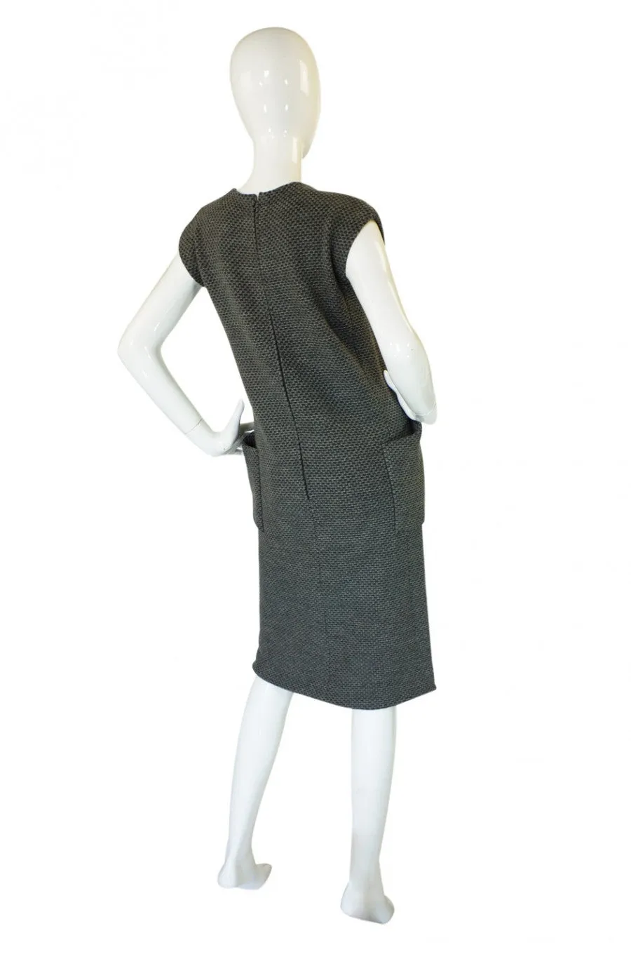 1960s Grey Wool Pauline Trigere Sheath