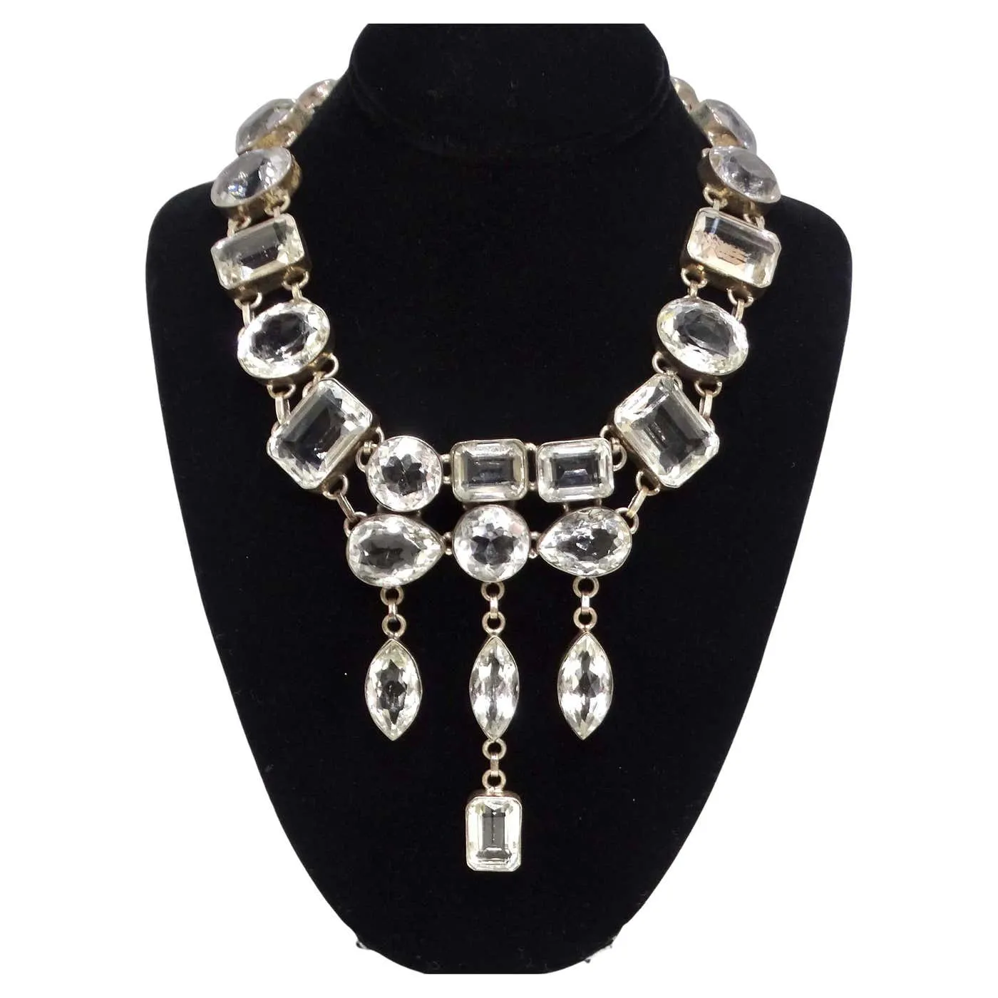 1990s Silver Crystal Necklace