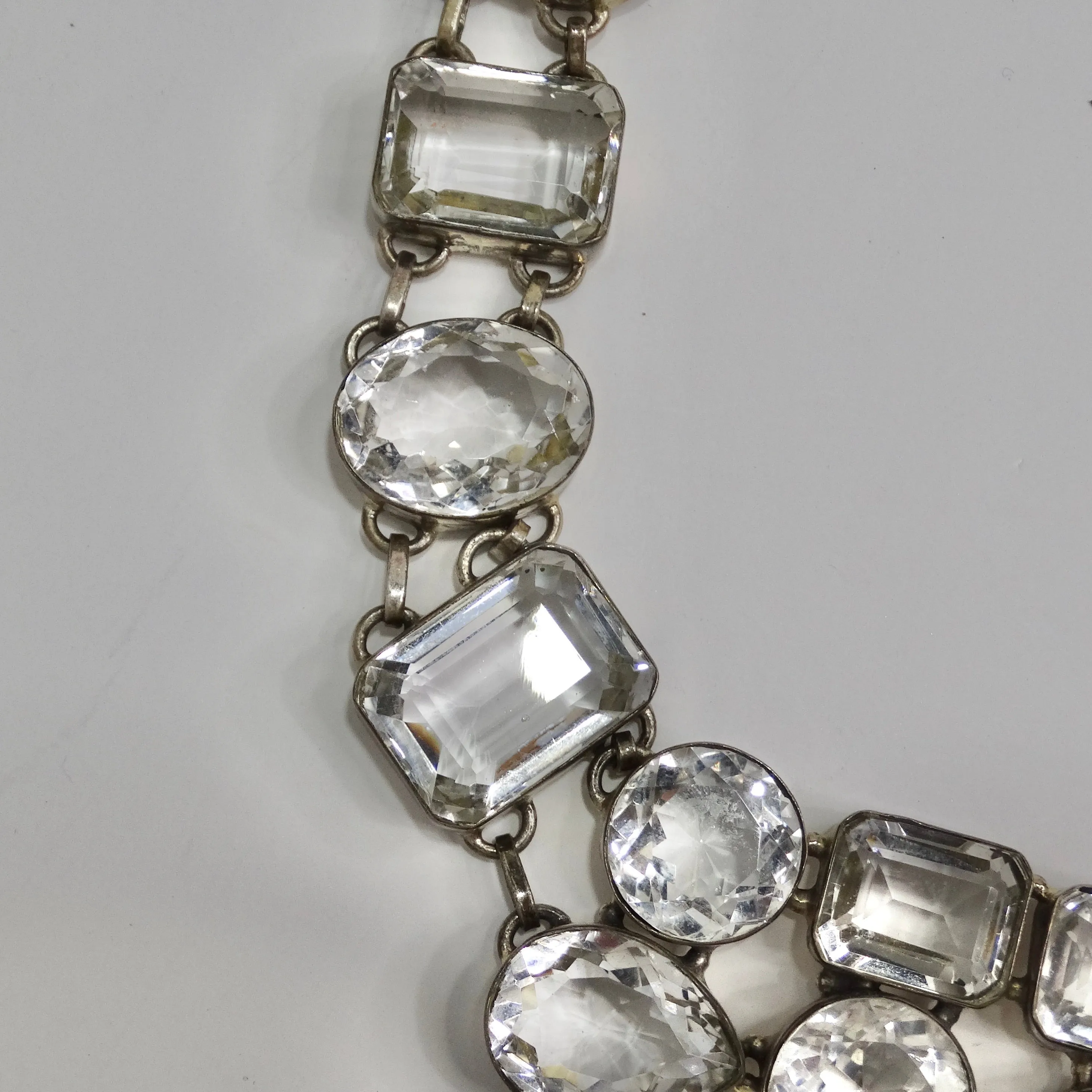 1990s Silver Crystal Necklace