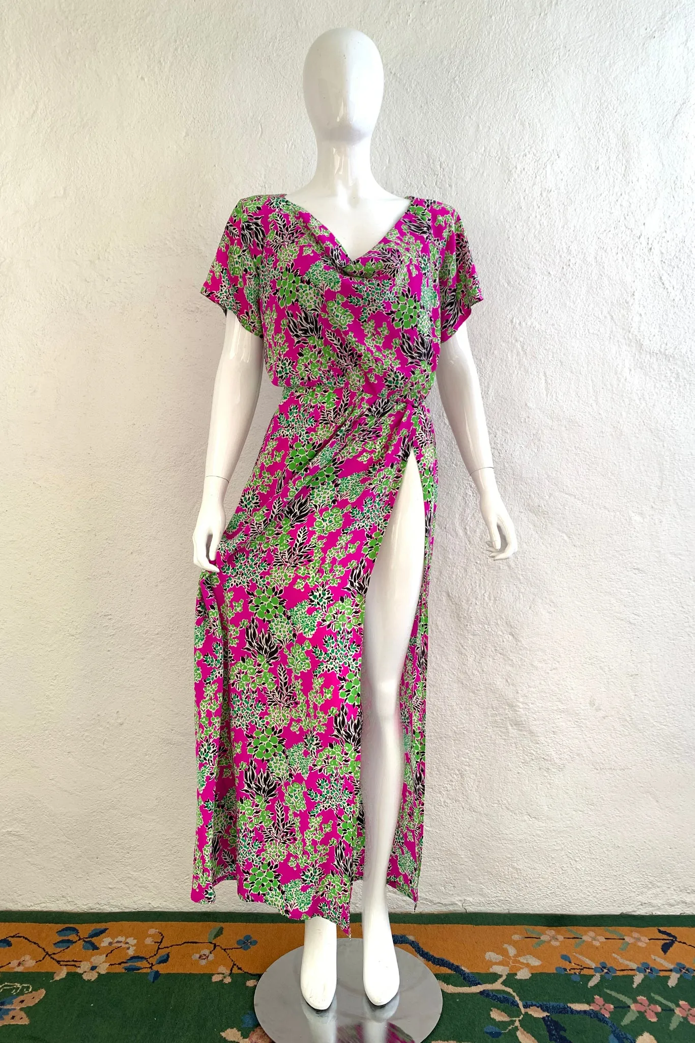 1994 S/S Botanical Side Slit Dress