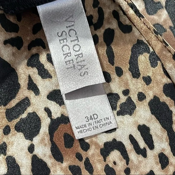 34D VS Victoria’s Secret Satin Leopard Dress Sexy Chemise Lingerie slip