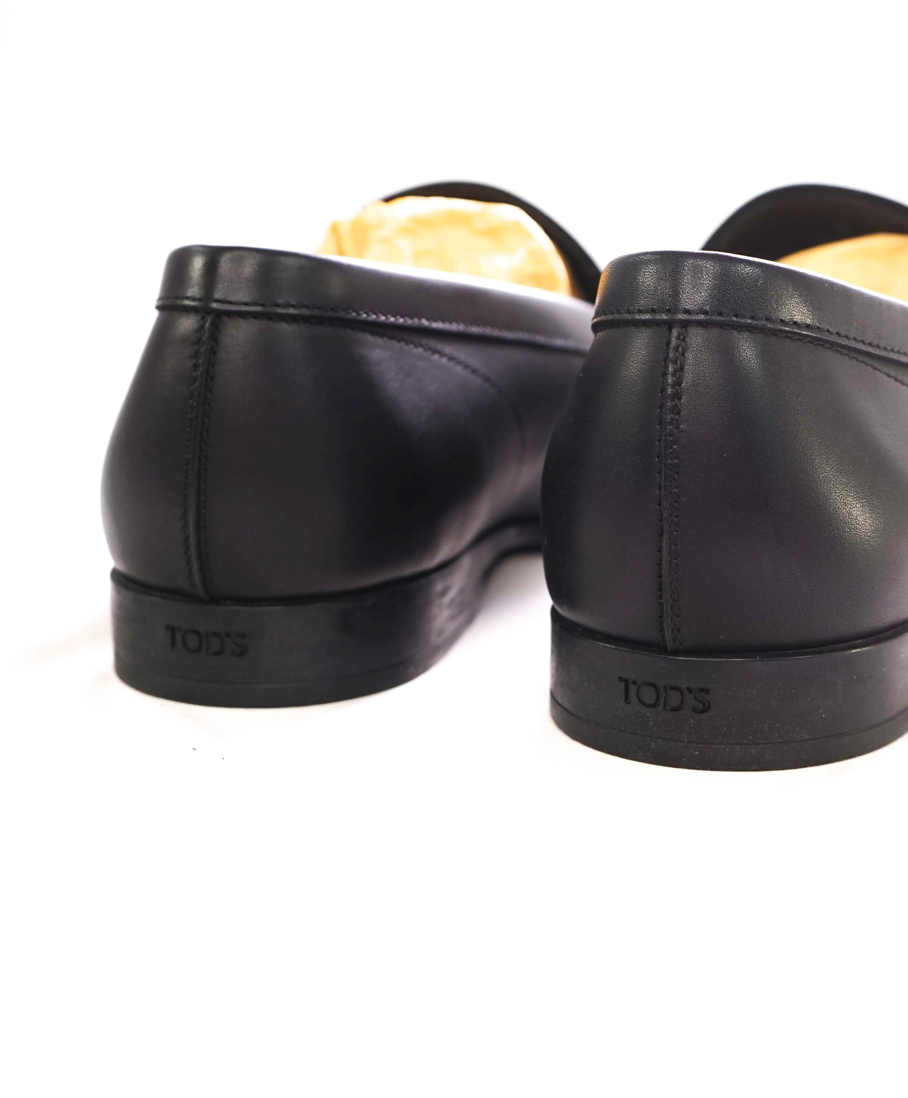 $675 TOD’S - Black Penny Loafer Leather LOGO Vamp Loafer - (9 Tod's) 10 US