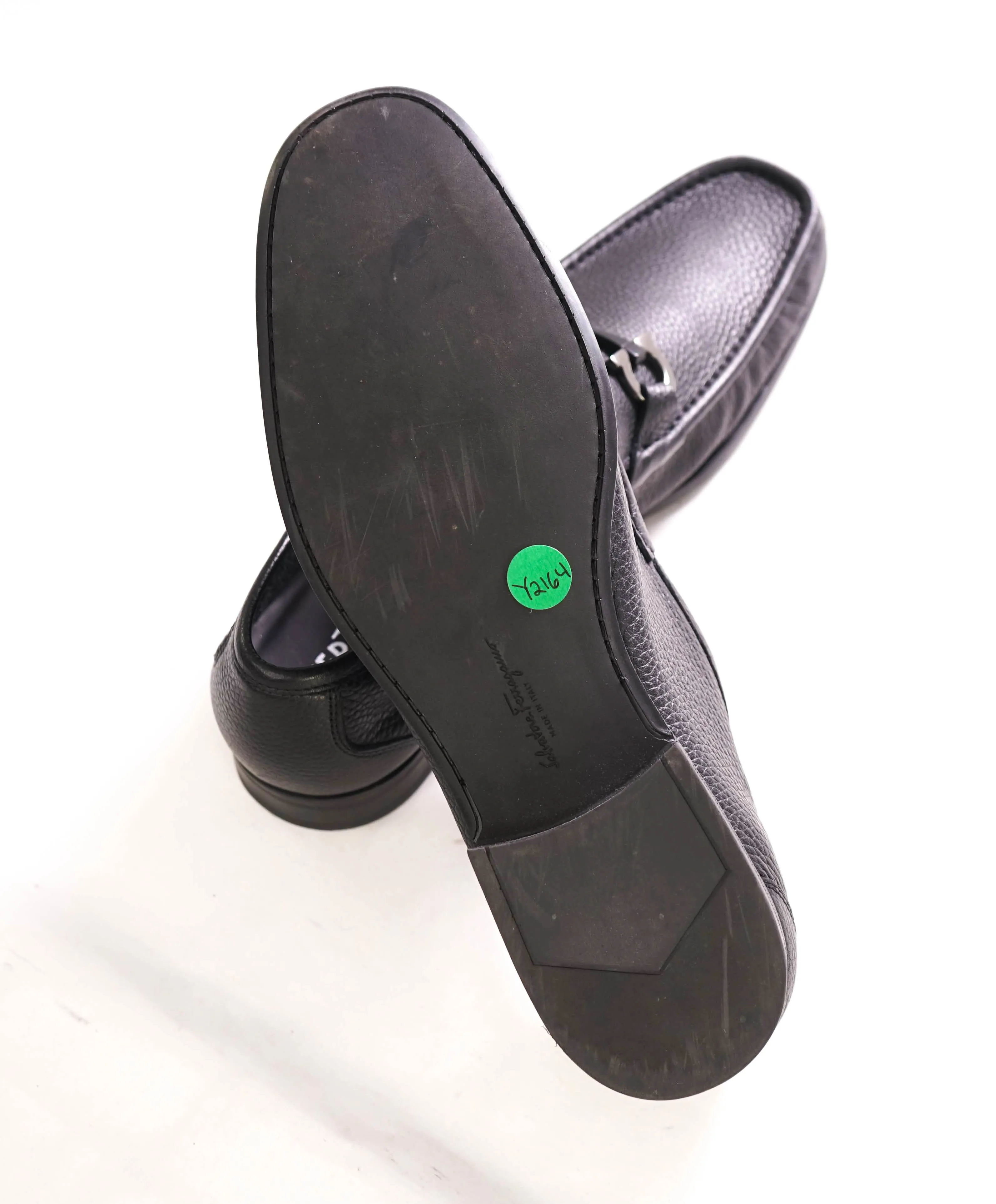 $850 SALVATORE FERRAGAMO - “GRANDIOSO" Gancini Bit Loafer Black Leather - 12 EE