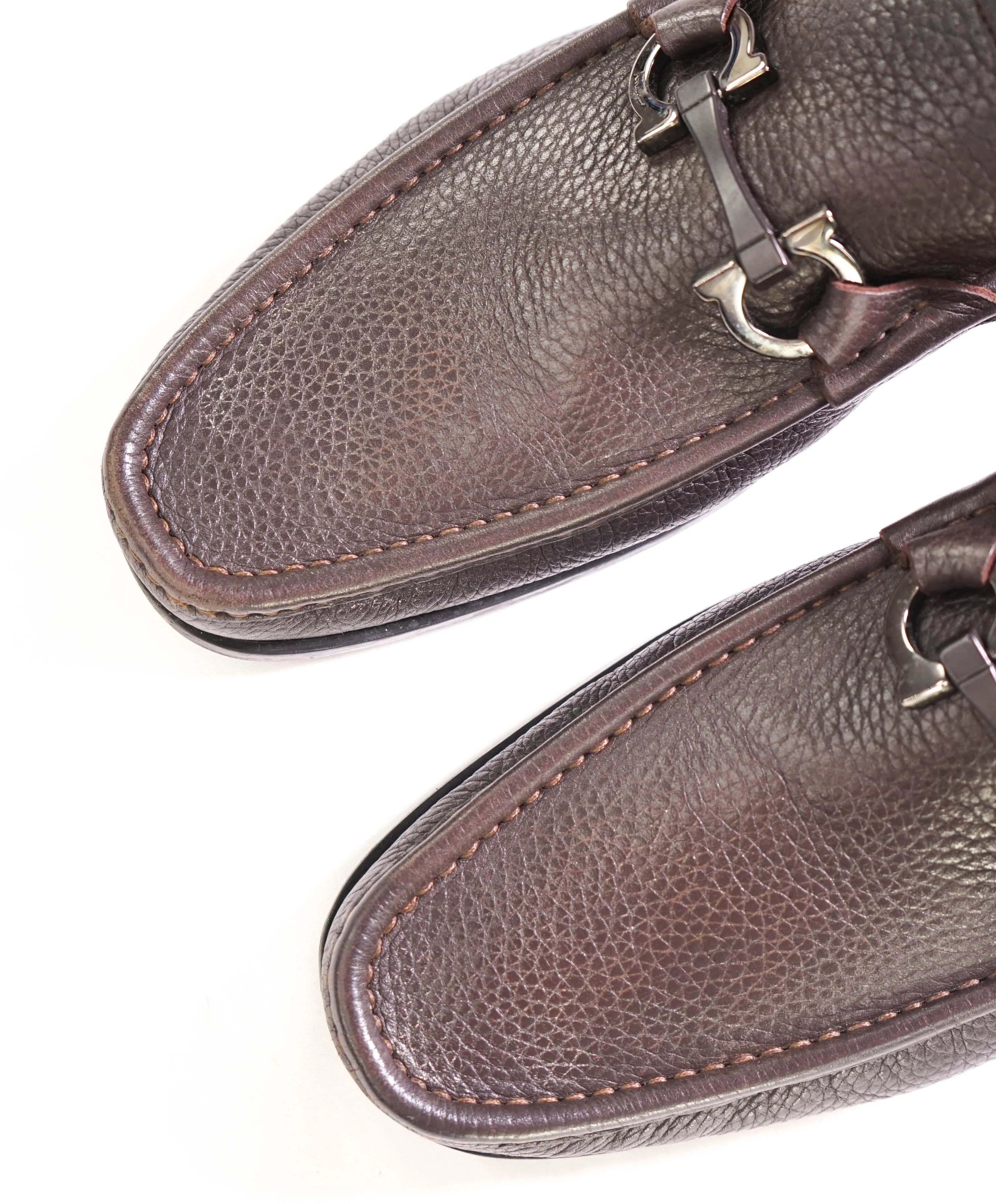$850 SALVATORE FERRAGAMO - “GRANDIOSO" Gancini Bit Loafer Brown Leather - 12 D