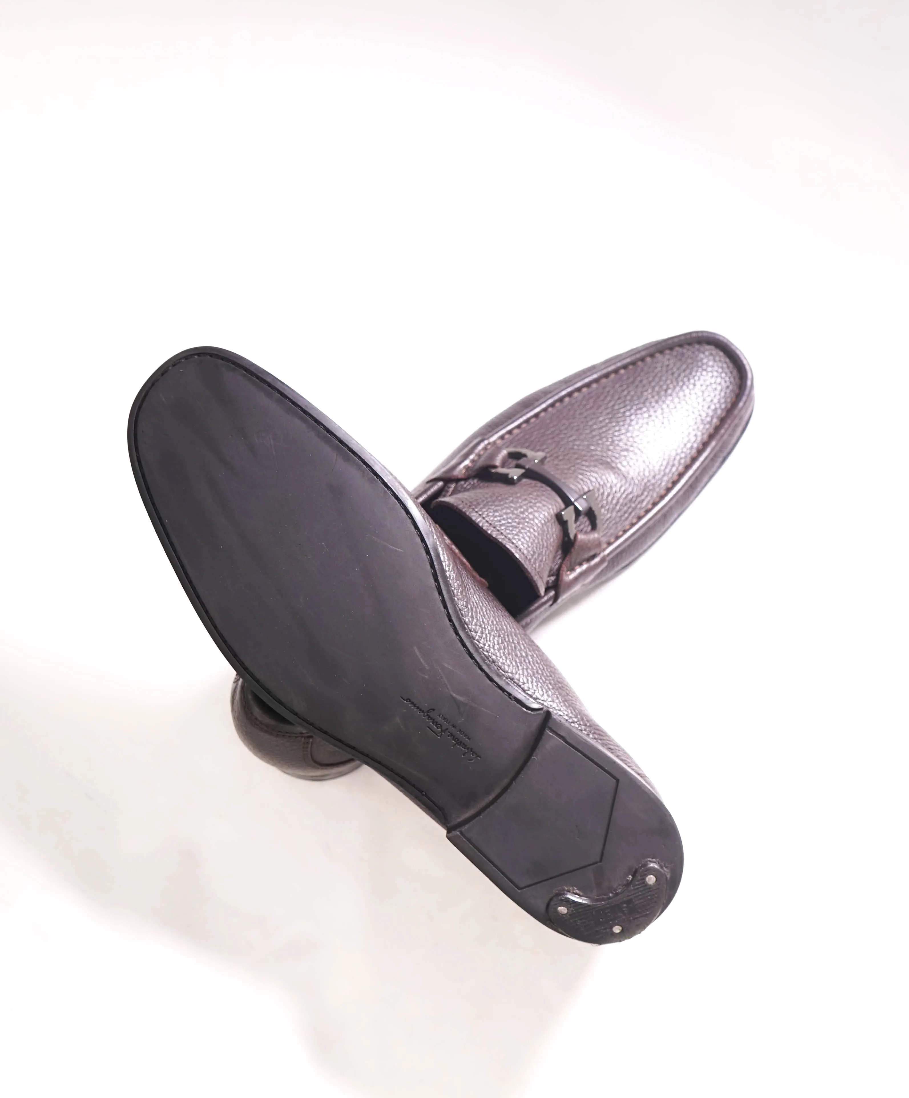 $850 SALVATORE FERRAGAMO - “GRANDIOSO" Gancini Bit Loafer Brown Leather - 12 D