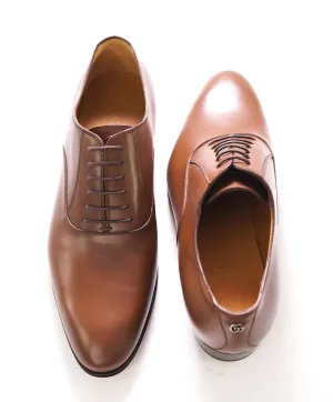 $890 GUCCI - "ADEL" Brown Logo Heel Oxford - 10US (9.5G)