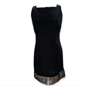 90s Vintage Black Velvet Mini Dress Square Neck Dark Fairy whimsigoth Fran Fine