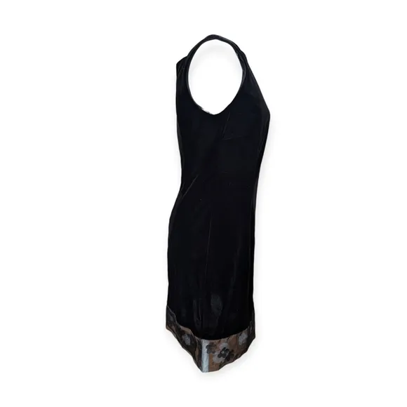 90s Vintage Black Velvet Mini Dress Square Neck Dark Fairy whimsigoth Fran Fine
