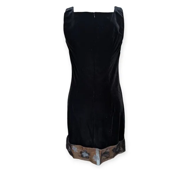90s Vintage Black Velvet Mini Dress Square Neck Dark Fairy whimsigoth Fran Fine