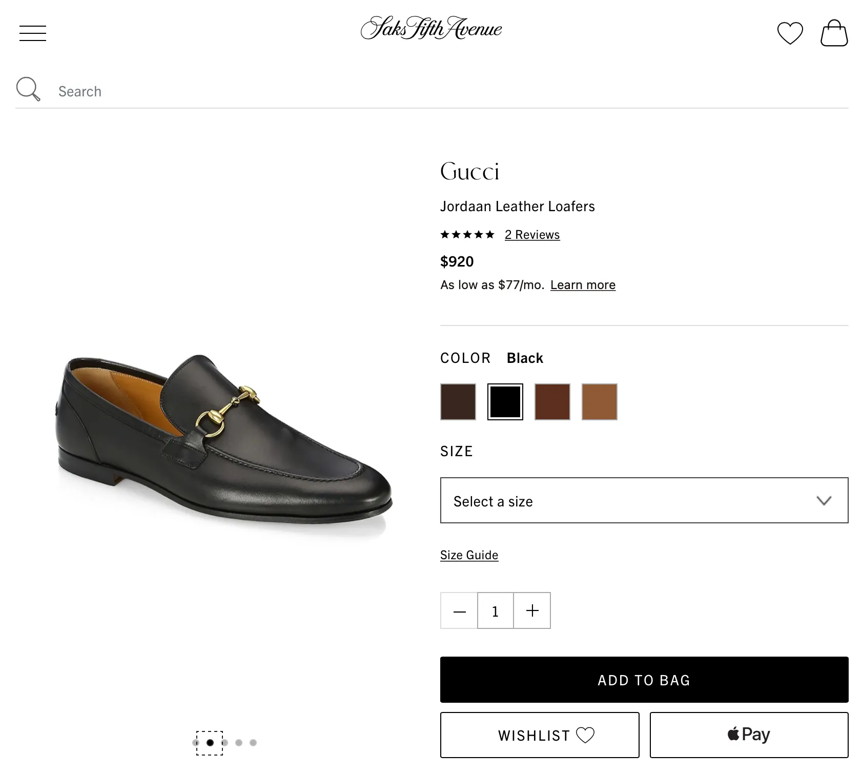$920 GUCCI - "JORDAAN" Black/Gold ICONIC Horsebit Leather Loafers - 7.5US (7G)