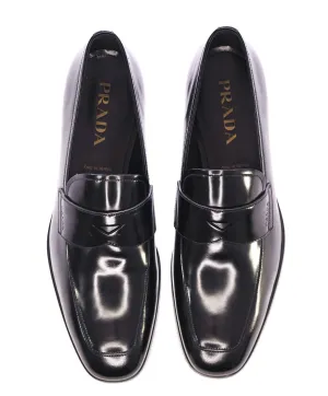 $950 PRADA - Black Leather LOGO Loafers - 9.5 US (8.5 Prada)