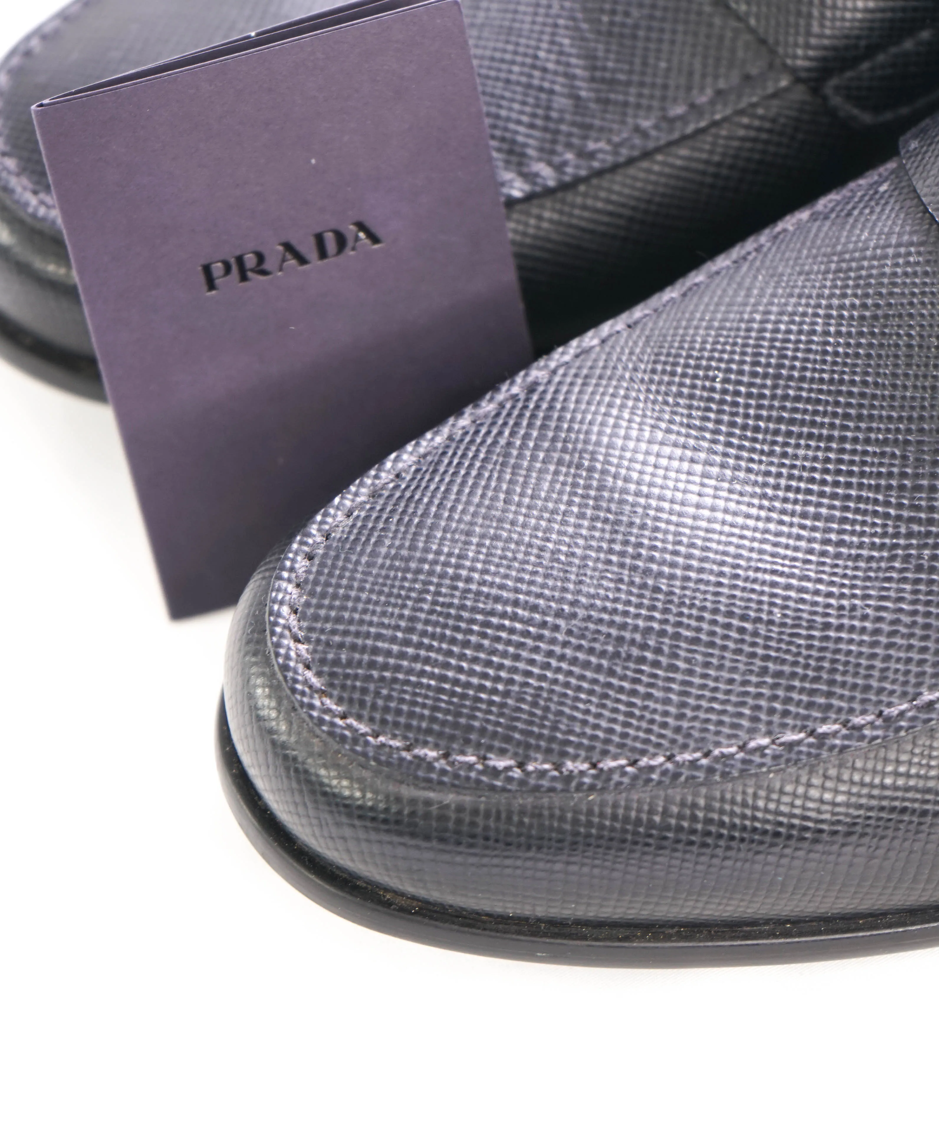$950 PRADA - Black Saffiano Leather Penny Loafers - 10.5US (9.5 Prada)