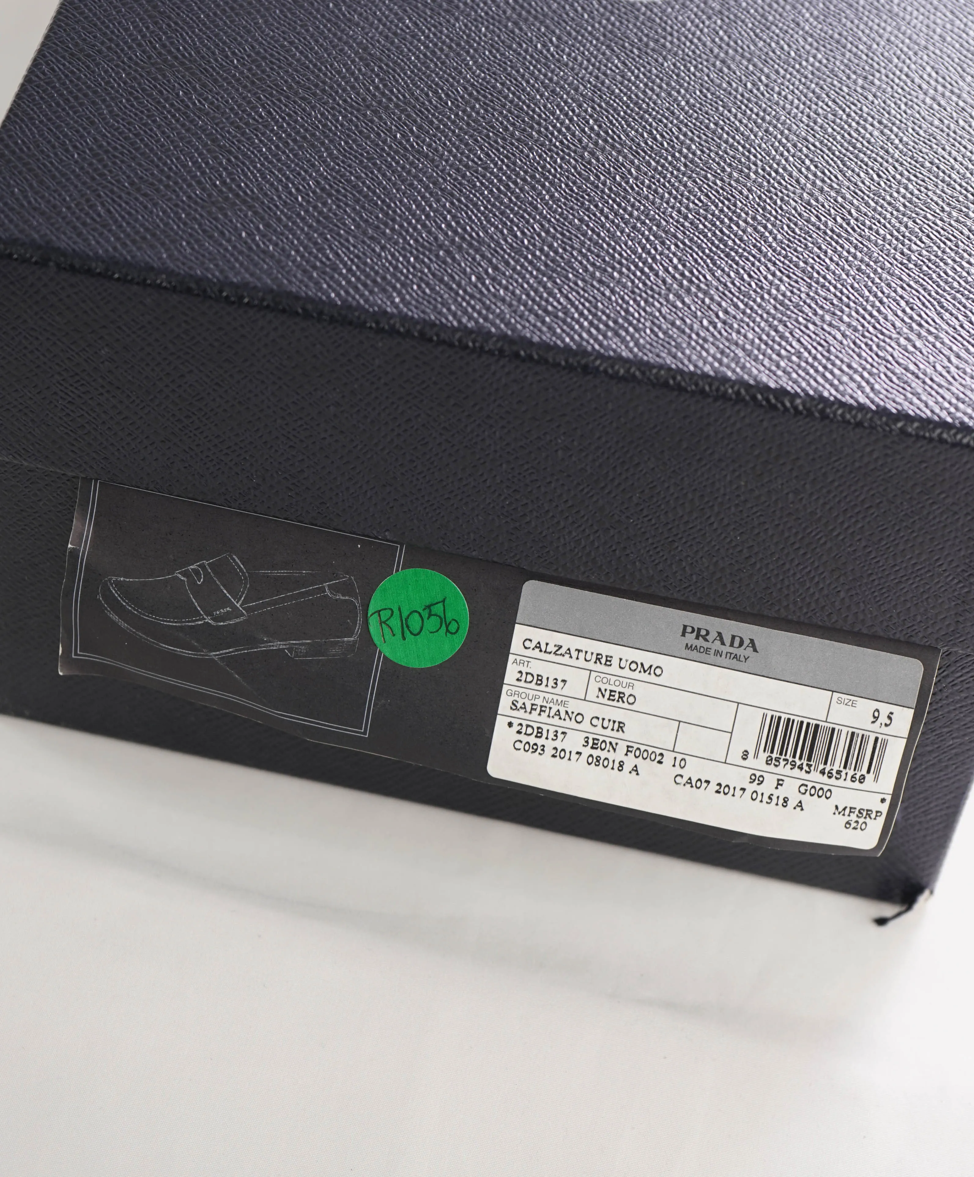 $950 PRADA - Black Saffiano Leather Penny Loafers - 10.5US (9.5 Prada)