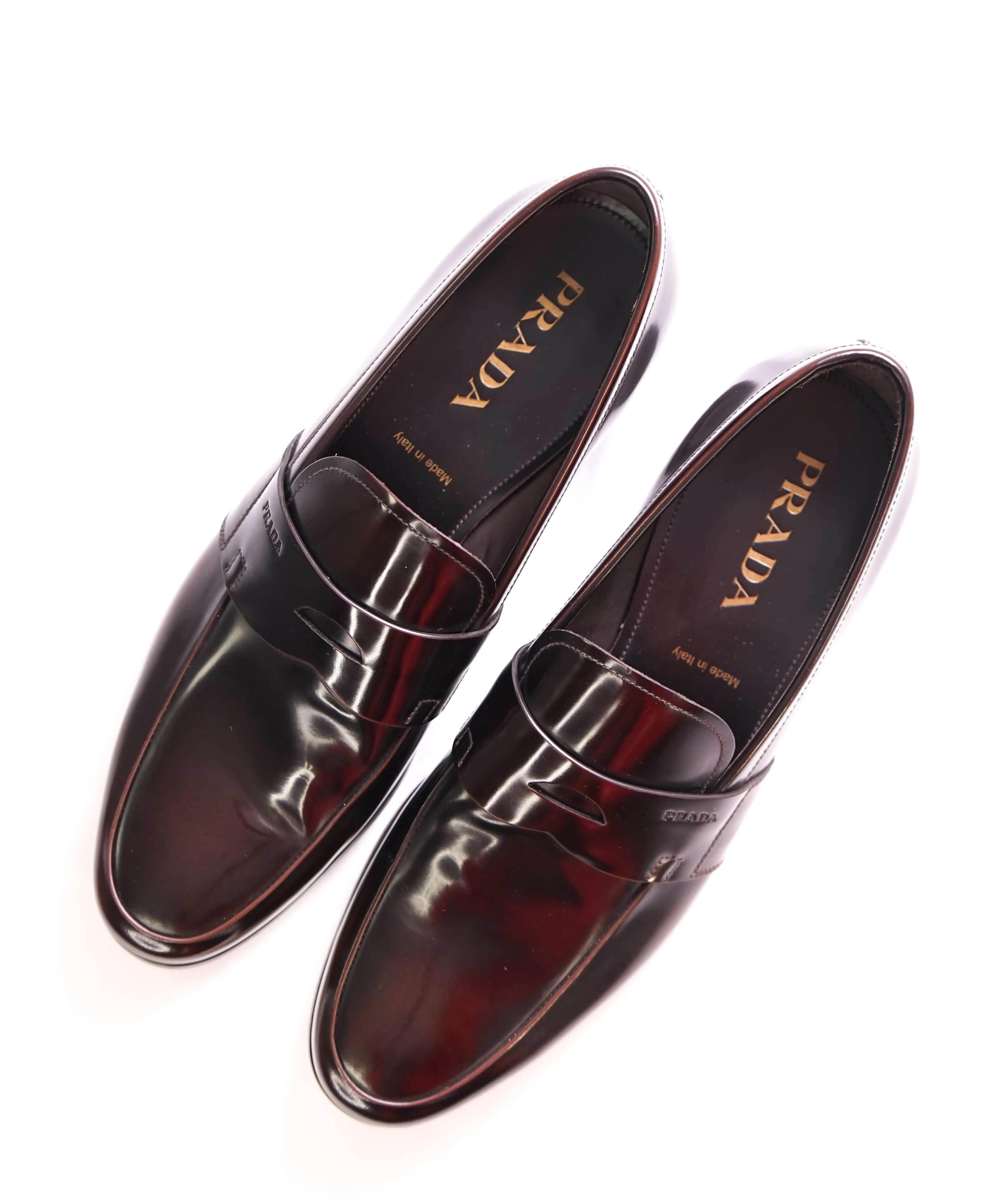 $950 PRADA - Brown Spazzolato Leather Penny Loafers - 10.5US (9.5 Prada)