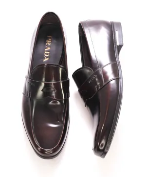 $950 PRADA - Brown Spazzolato Leather Penny Loafers - 10.5US (9.5 Prada)