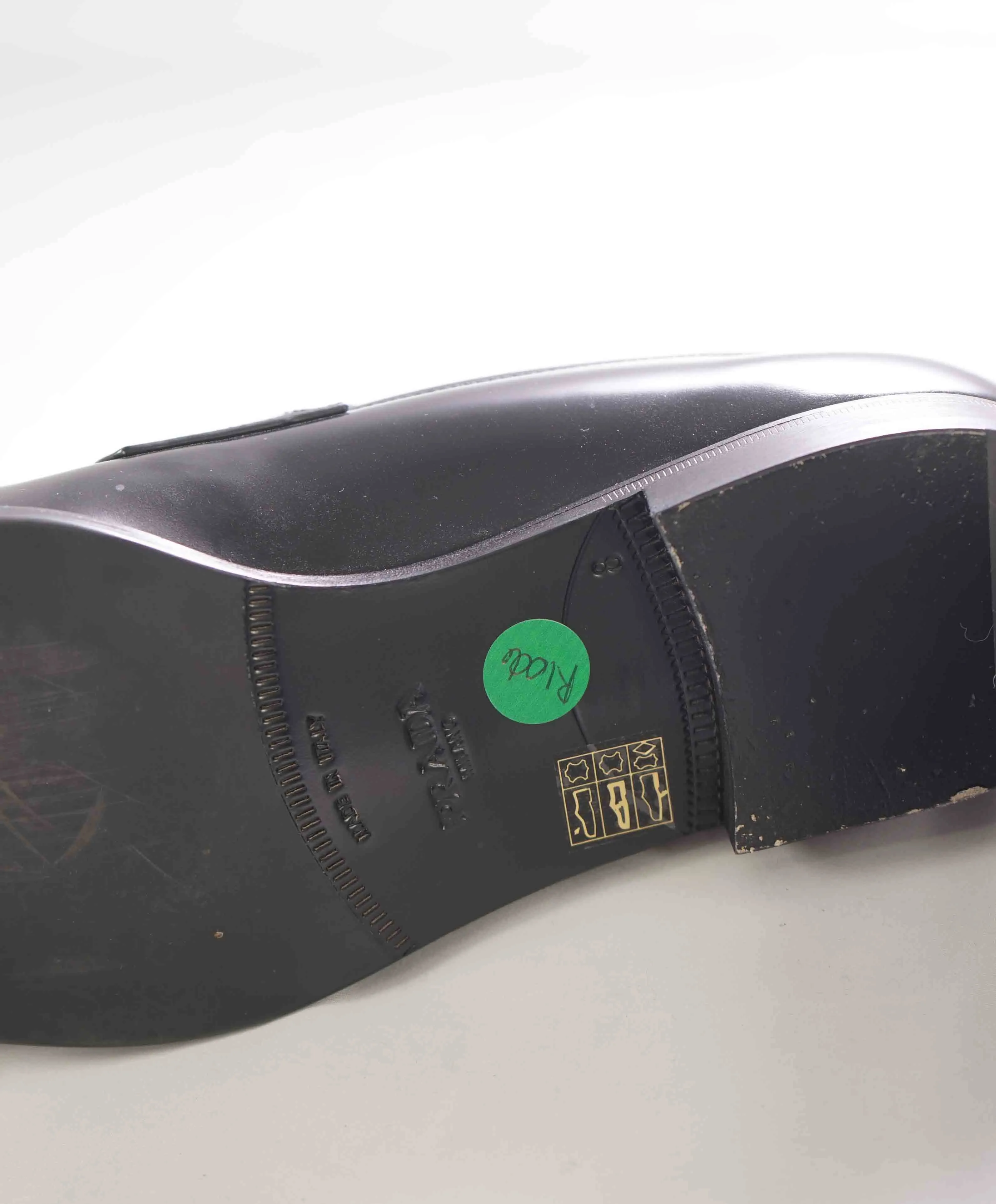 $950 PRADA - Prada Brushed Black Leather Penny Loafers - 9 US (8 Prada)