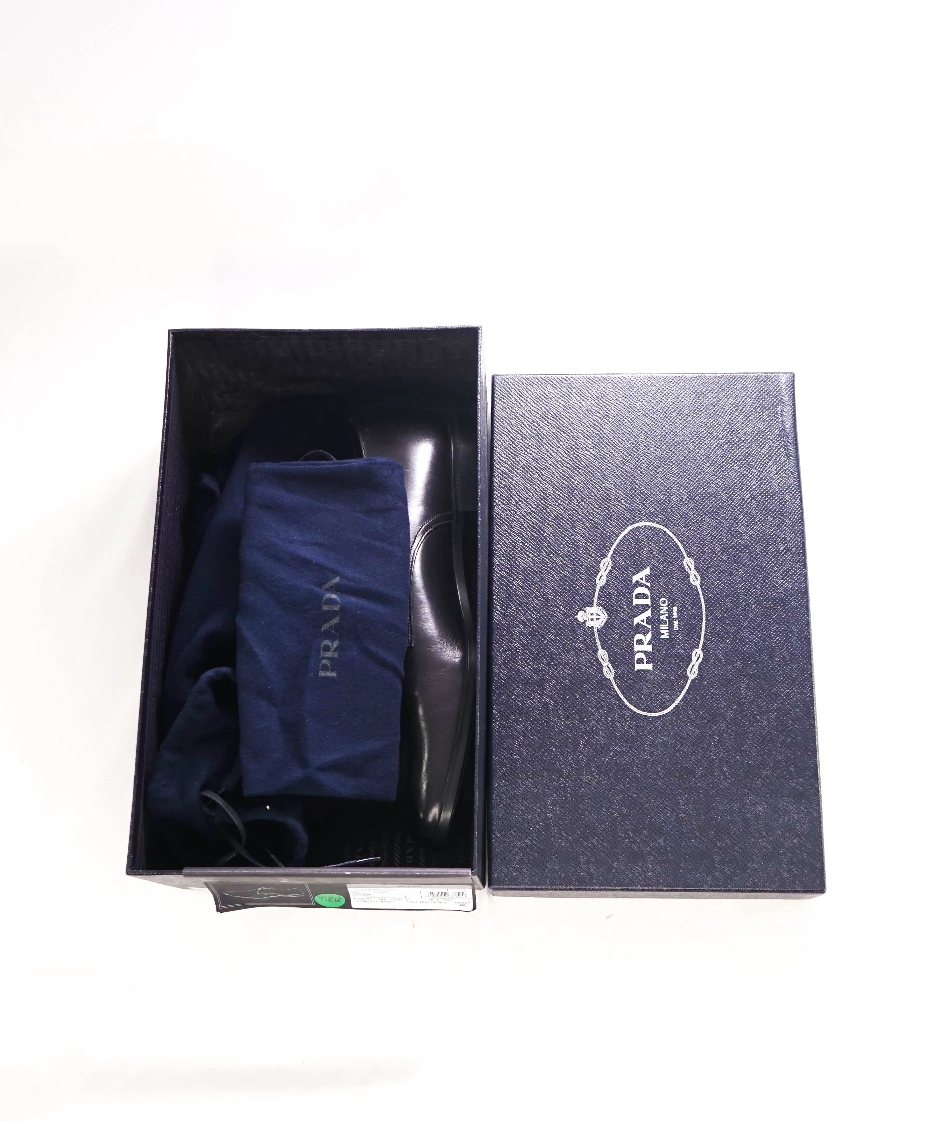$980 PRADA - Leather Cap Toe "CALZATURE" Oxfords W Logo Inset Heel - 10 US