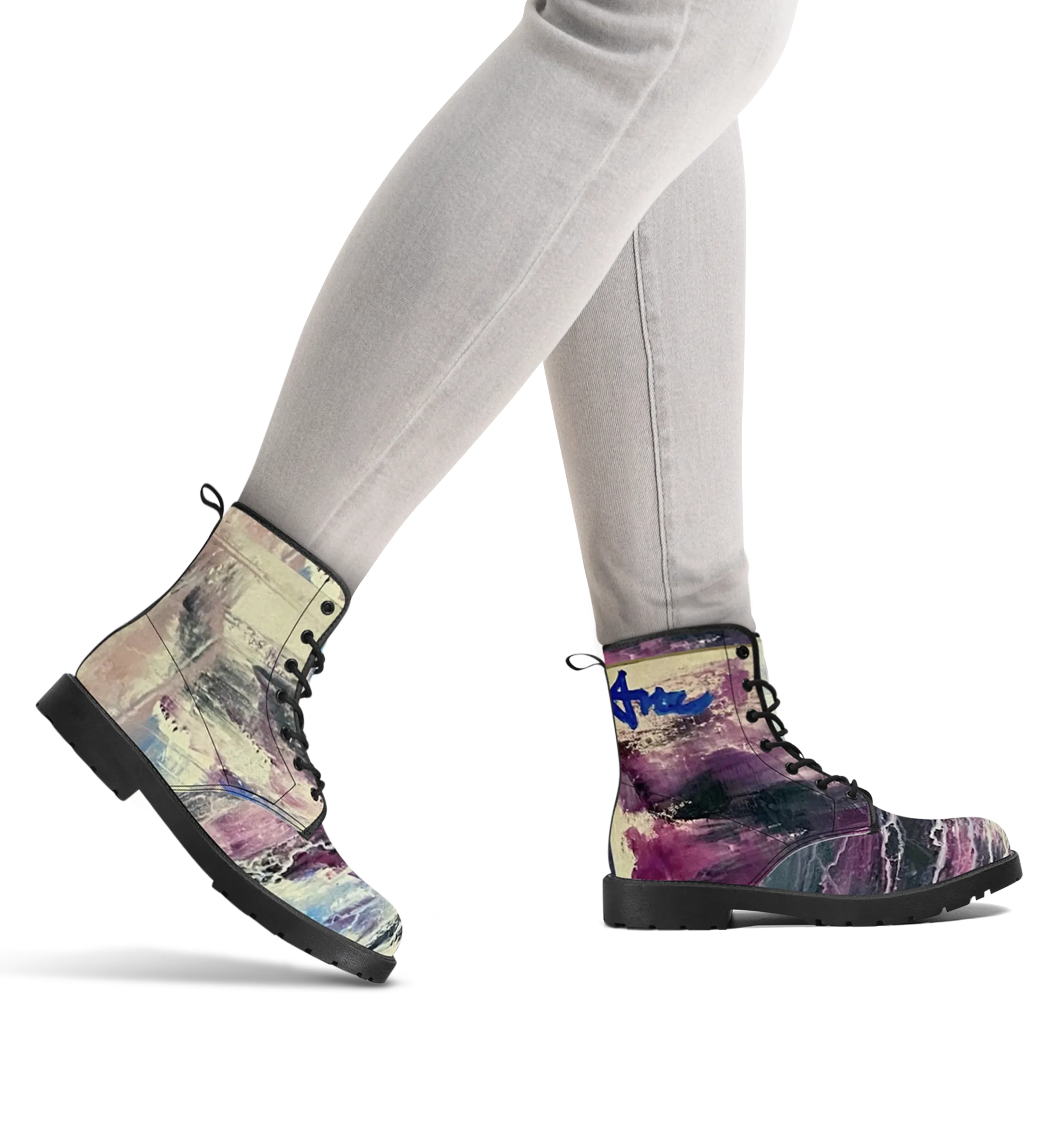 Abstract Feeling Vegan Leather Boots