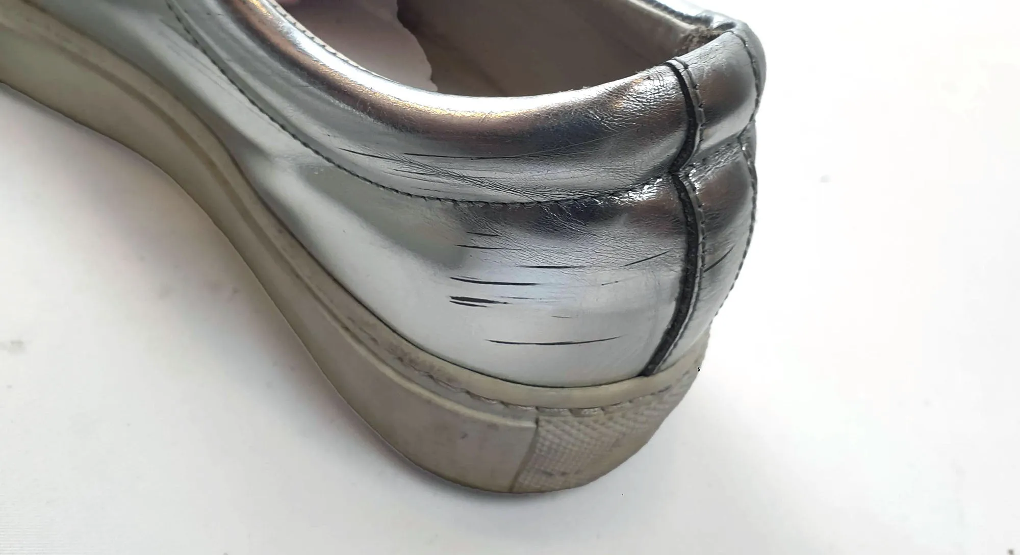 Acne Studios silver leather lace up shoes size 38