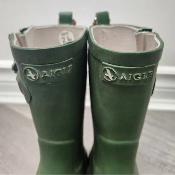 Aigle Toddler Forest Green Woodypop Wellies Rubber Rainboots Size 26 EU/9.5 T