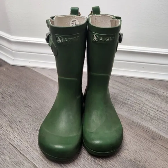 Aigle Toddler Forest Green Woodypop Wellies Rubber Rainboots Size 26 EU/9.5 T