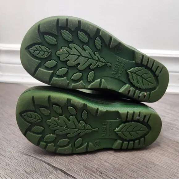 Aigle Toddler Forest Green Woodypop Wellies Rubber Rainboots Size 26 EU/9.5 T