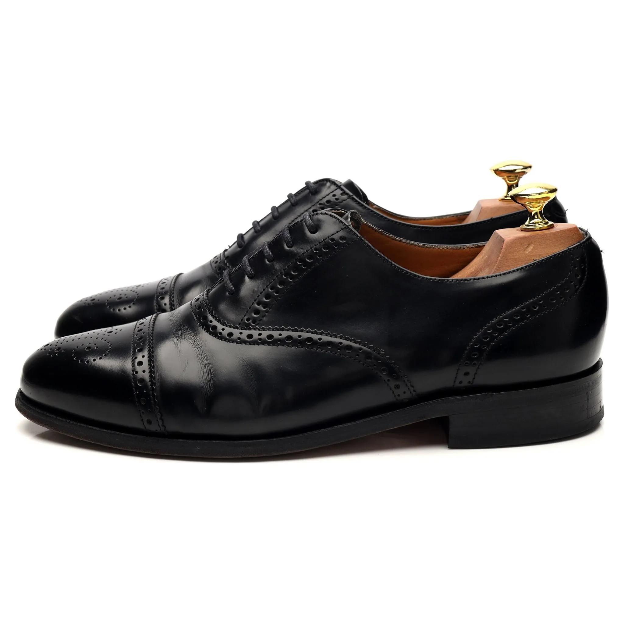 'Alfred' Black Leather Oxford Brogue UK 8 G