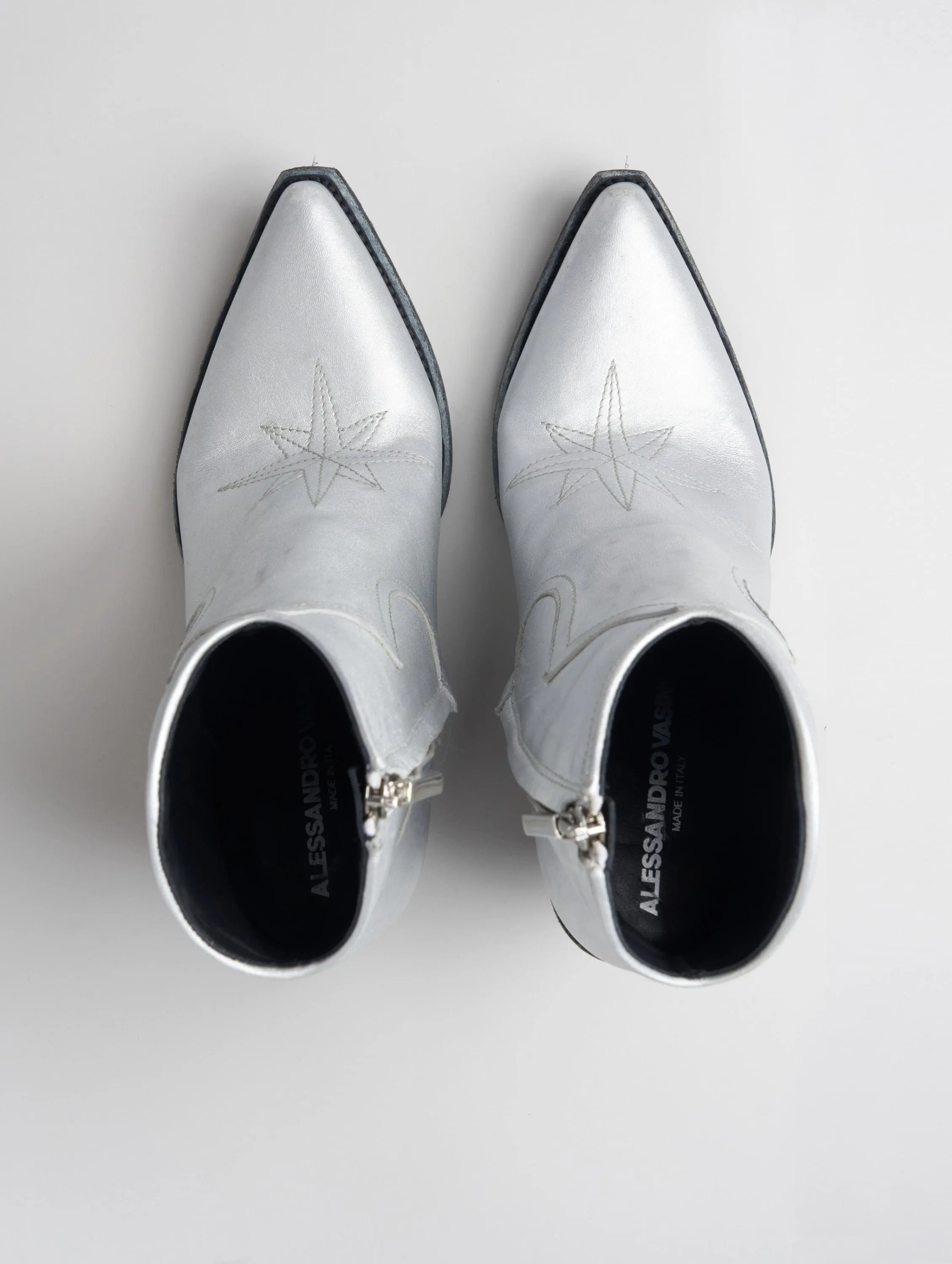 ALISON 80MM ANKLE BOOT IN DISTRESSED SILVER LEATHER - Woman