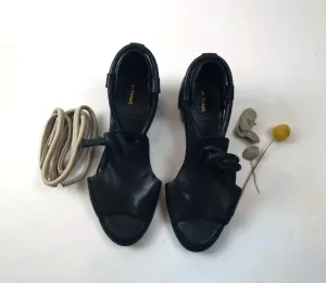 Alpha 60 black low heeled shoes with two front tie options size 40 (RRP 299)