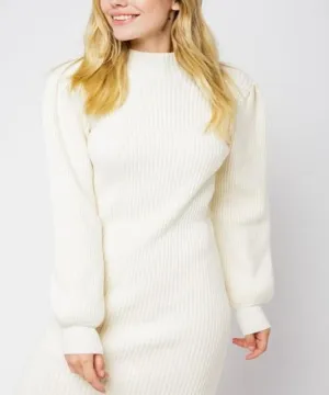 Always Chic Ivory Long Sleeve Sweater Dress