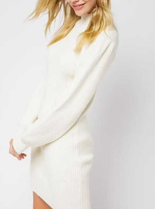 Always Chic Ivory Long Sleeve Sweater Dress