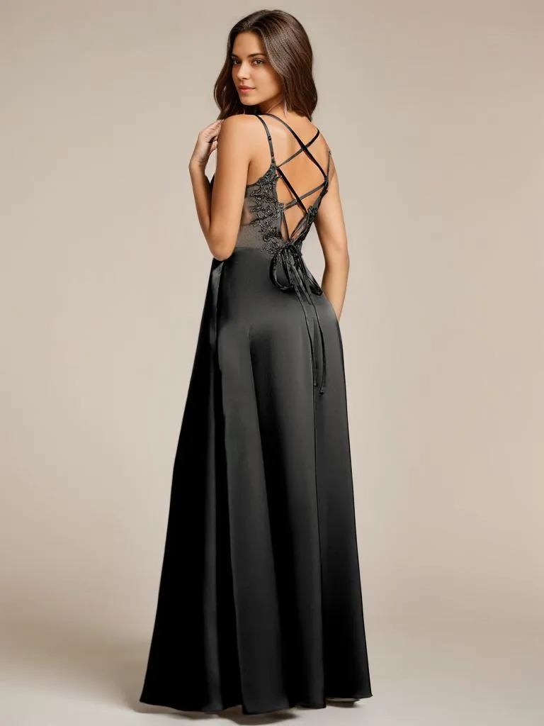 Aminata satin bridesmaid or ball gown dress