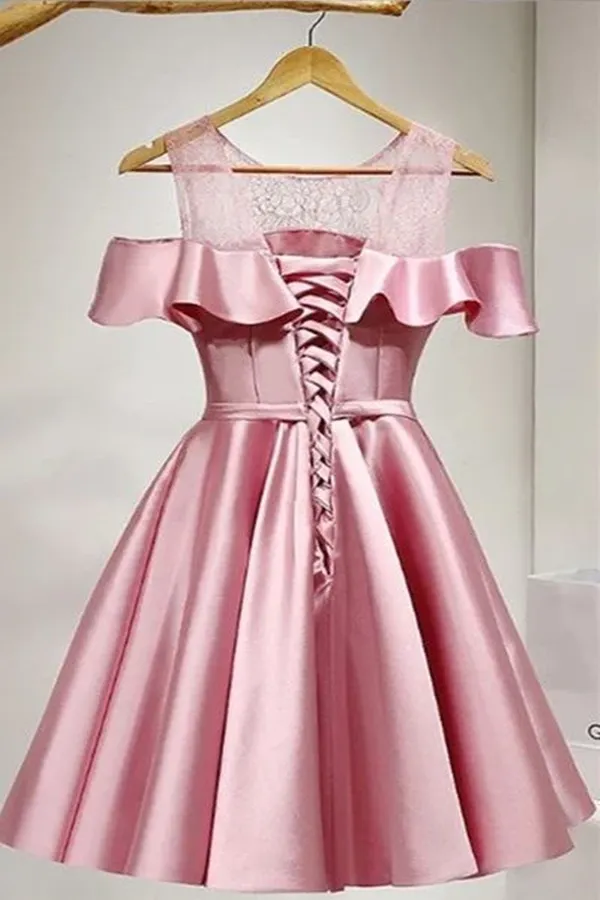 Anneprom 2022 Homecoming Dress Lace up Scoop Short Prom Dress Party Dress APH0149