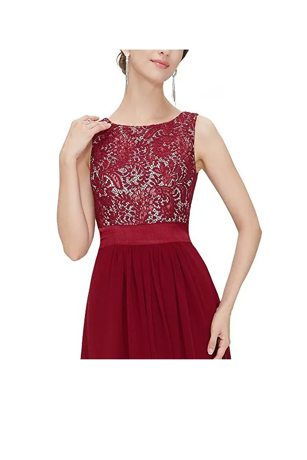 Anneprom A-Line Chiffon Round Neck Evening Dress Party Dress Prom Dress APB0029