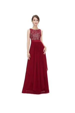 Anneprom A-Line Chiffon Round Neck Evening Dress Party Dress Prom Dress APB0029