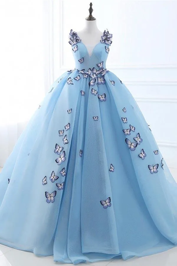 Anneprom Formal Ballgown Tulle Prom Dress With Butterflies Wedding Dresses APP0320