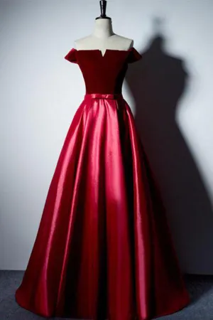 Anneprom Off The Shoulder A-Line Simple Long Prom Dresses Evening Dresses APP0239