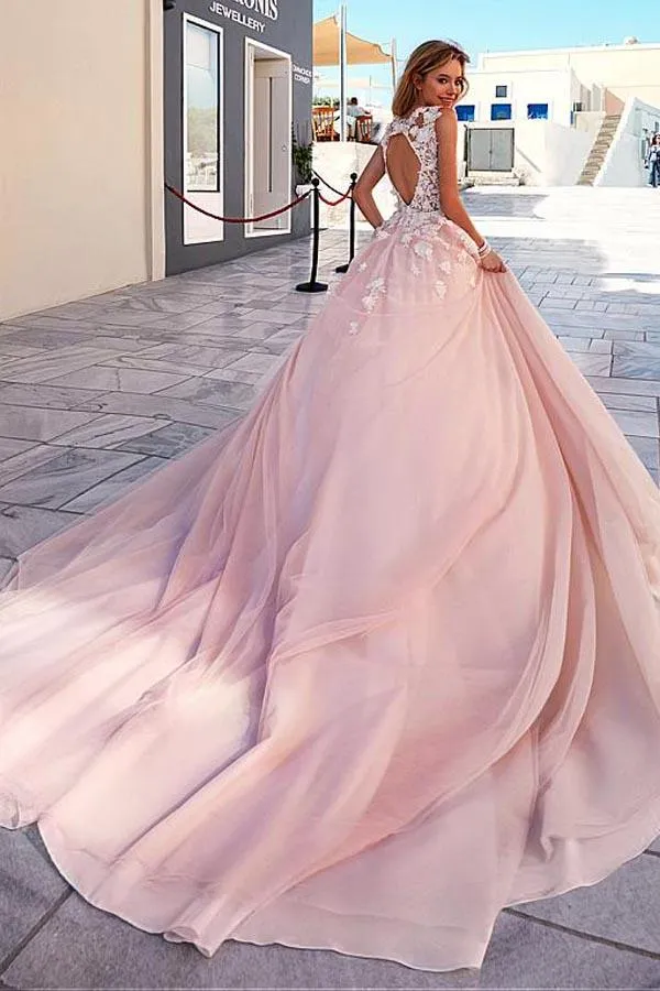 Anneprom Romantic Tulle & Taffeta Scoop Neckline A-Line Wedding Dresses APW0157