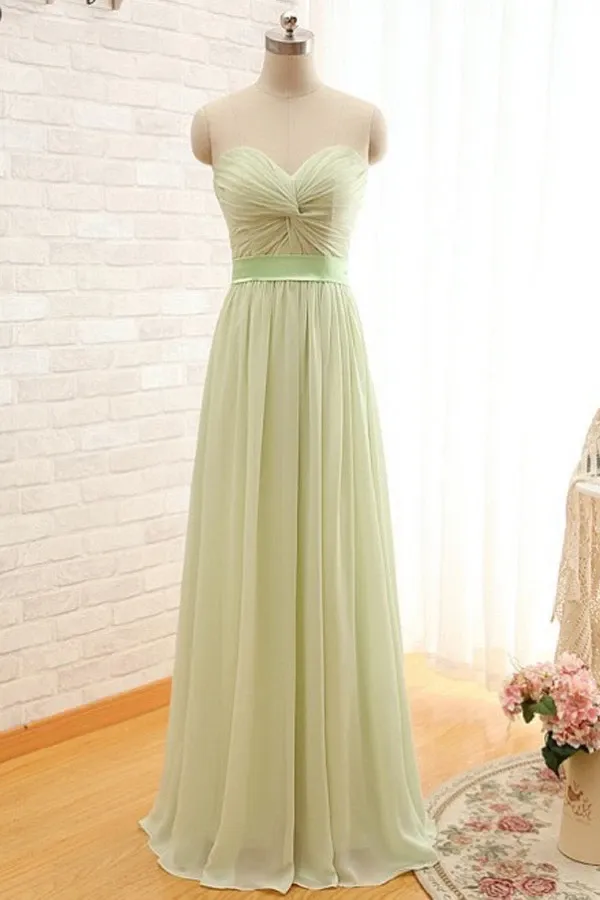 Anneprom Sweetheart Floor Length Prom Chiffon Dresses With Rushed APP0032