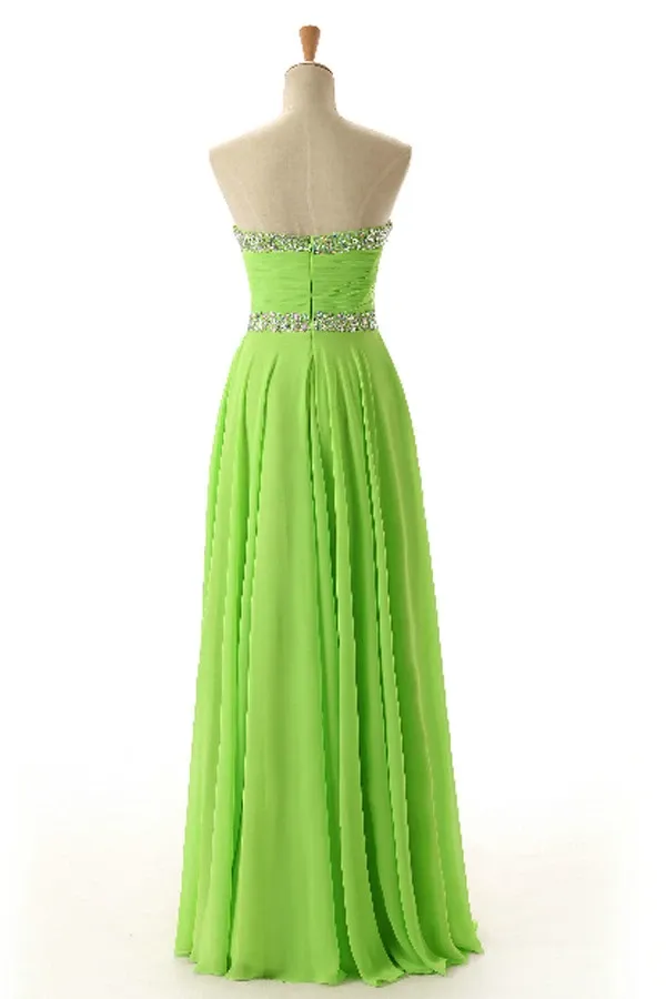 Anneprom Sweetheart Sleeveless Backless Chiffon Green Prom Dress APB0009