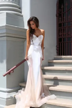 Anneprom Trumpet Sweetheart Sleeveless Tulle Court Train Prom Dress, Party Dress APP0513