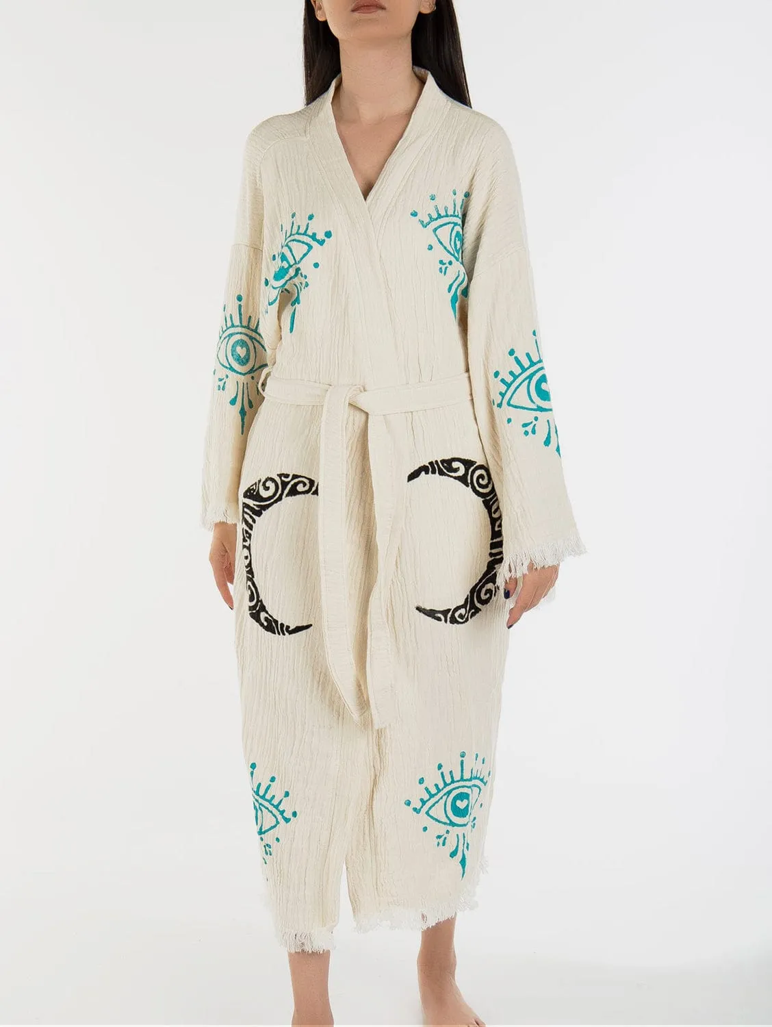 Aria Handmade Cotton Kimono | Black Moon