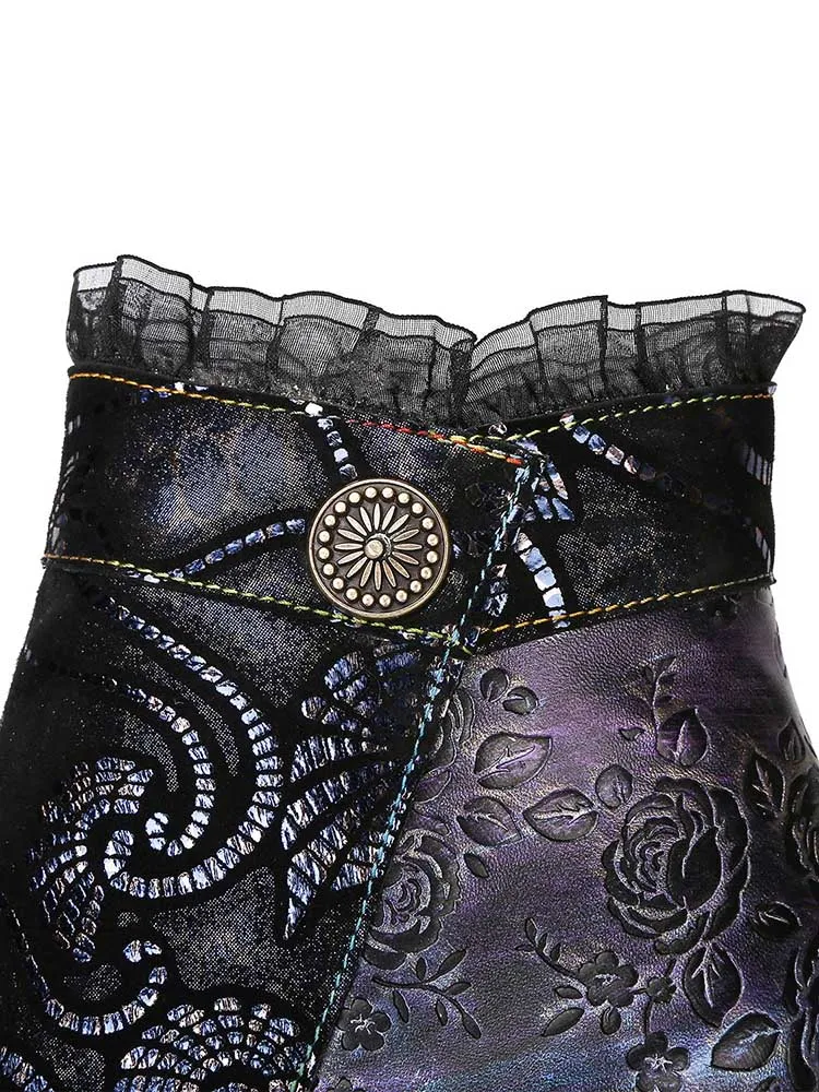 Arleth Handmade Lace Floral Stitching Boots