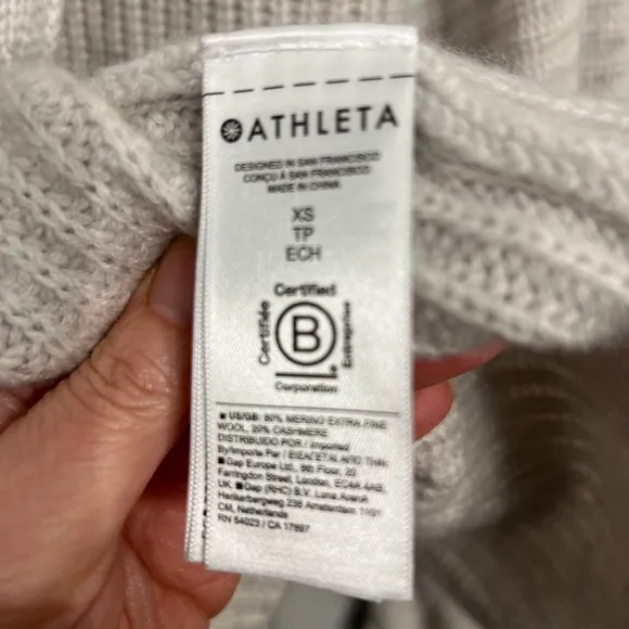 Athleta Azalea Sweater Women's‎ Wool Cashmere Light Heather Gray XS