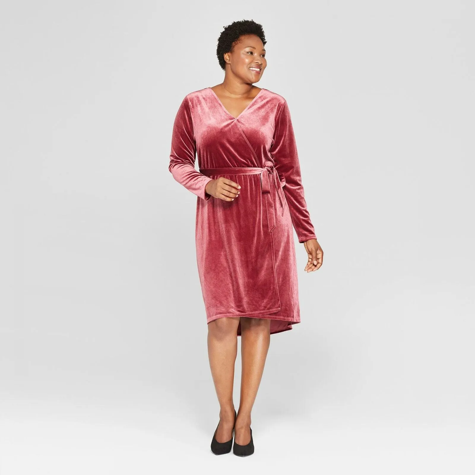 Ava & Viv Women's Plus Size Velour Wrap Dress